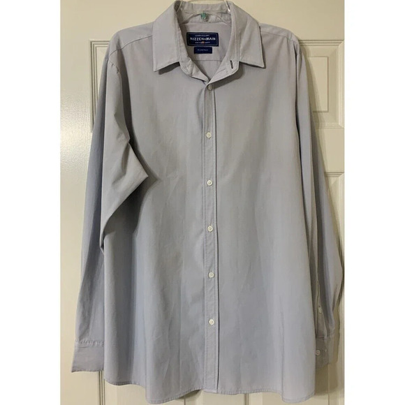 Mizzen + Main Trim Fit Light Blue Button Front Shirt Size XXL (K6) - Picture 1 of 7
